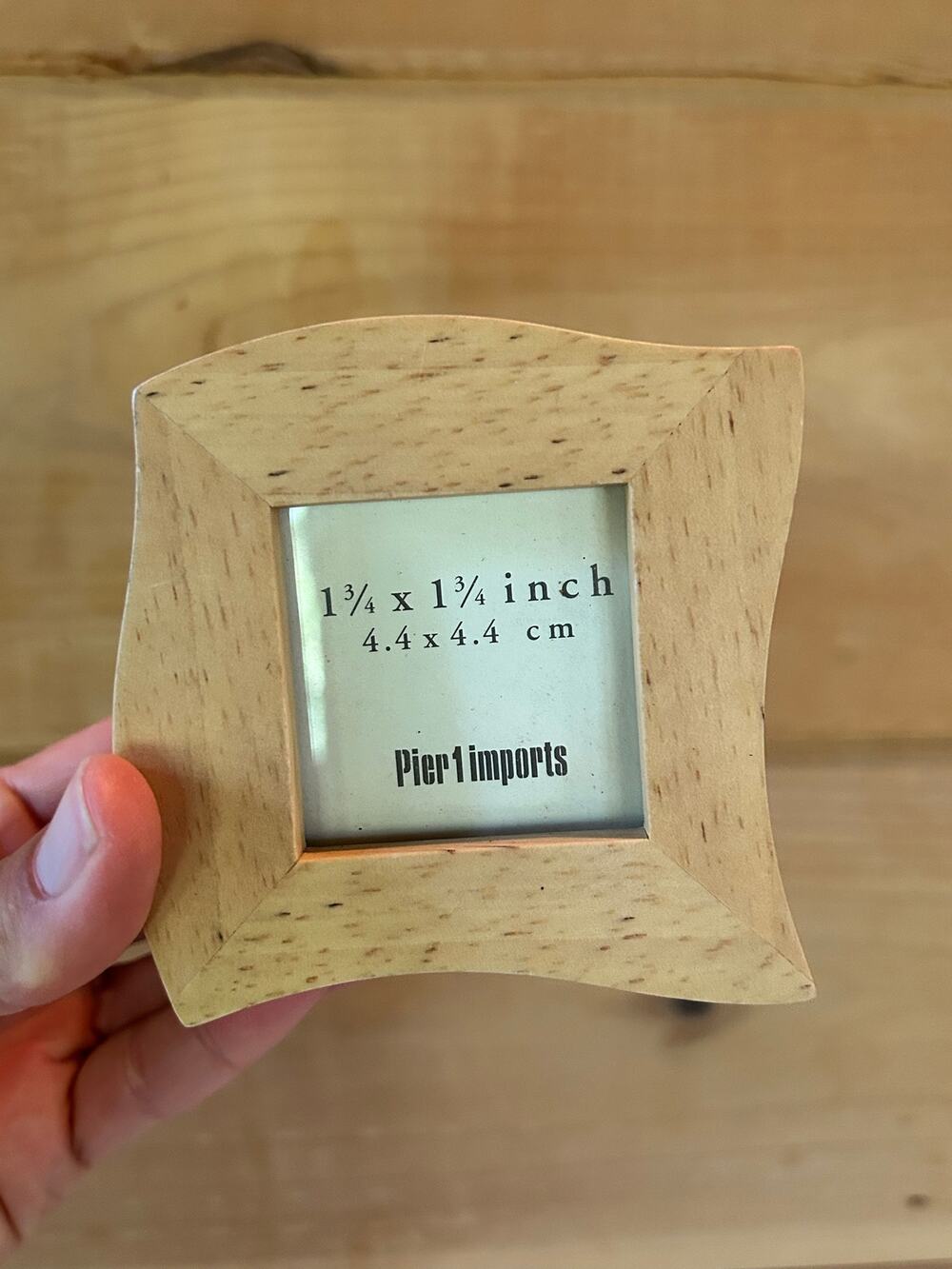 Vintage Pier 1 Imports Wavy Wood Picture Frame Mini 1.75 Inch Square Photo Frame